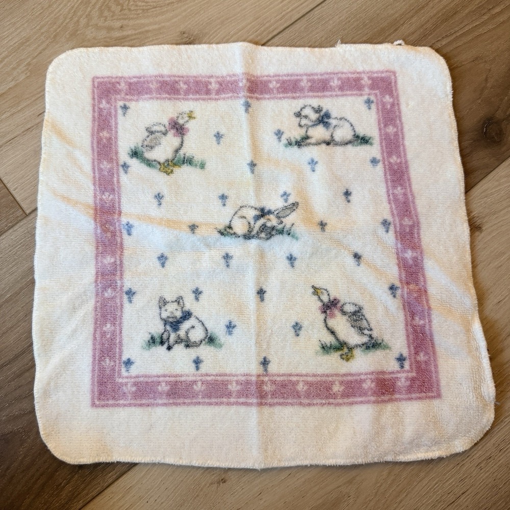 Fieldcrest Vintage Washcloth Ducks Bunny and Pig Made In USA 100%‎ Cotton
